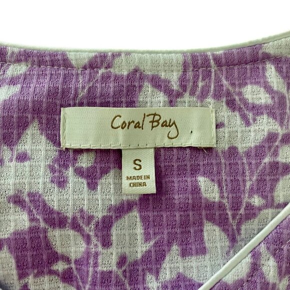 Coral Bay Purple White Floral Waffle Full Zip Up Duster Robe Housecoat Small NEW - Picture 9 of 11